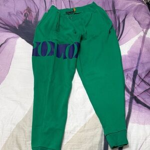 Polo by Ralph Lauren Green Joggers with Blue Logo